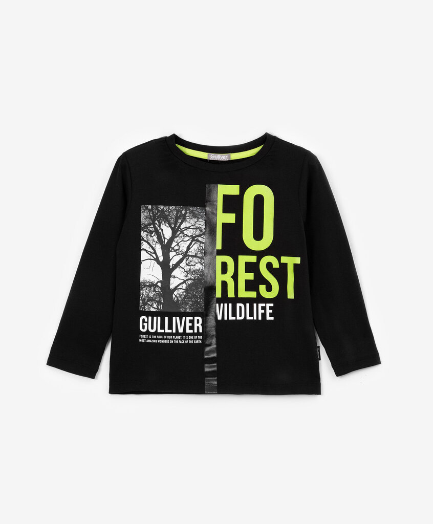 Gulliver krekls ar garām piedurknēm zēniem, melns цена и информация | Zēnu krekli | 220.lv