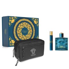 Komplekts Versace Eros vīriešiem: tualetes ūdens EDT, 100 ml + 10 ml + kosmētikas soma цена и информация | Мужские духи | 220.lv