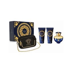 Komplekts Versace Dylan Blue Femme sievietēm: parfimērijas ūdens EDP, 100 ml + dušas želeja, 100 ml + ķermeņa losjons, 100 ml + kosmētikas somiņa cena un informācija | Versace Smaržas, kosmētika | 220.lv