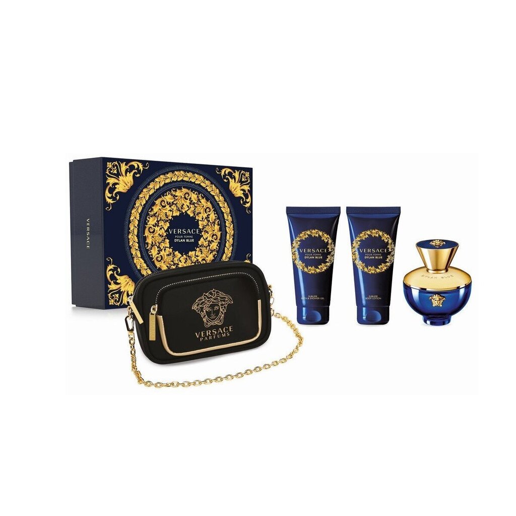 Komplekts Versace Dylan Blue Femme sievietēm: parfimērijas ūdens EDP, 100 ml + dušas želeja, 100 ml + ķermeņa losjons, 100 ml + kosmētikas somiņa цена и информация | Sieviešu smaržas | 220.lv