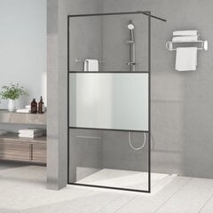 vidaXL dušas siena, 100x195 cm, daļēji matēts ESG stikls, melna cena un informācija | Dušas durvis, dušas sienas | 220.lv