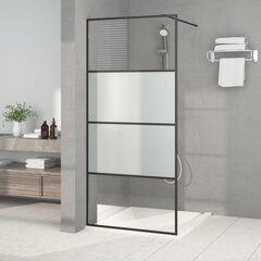 vidaXL dušas siena, 90x195 cm, daļēji matēts ESG stikls, melna cena un informācija | Dušas durvis, dušas sienas | 220.lv