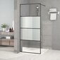 vidaXL dušas siena, 90x195 cm, daļēji matēts ESG stikls, melna цена и информация | Dušas durvis, dušas sienas | 220.lv