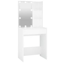 vidaXL spoguļgaldiņš ar LED, balts, 60x40x140 cm цена и информация | Туалетные столики | 220.lv