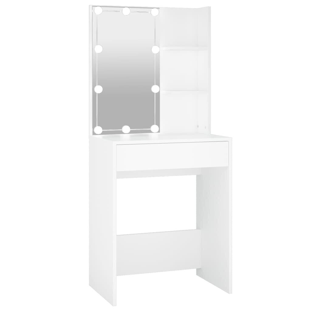 vidaXL spoguļgaldiņš ar LED, balts, 60x40x140 cm цена и информация | Kosmētikas galdiņi | 220.lv