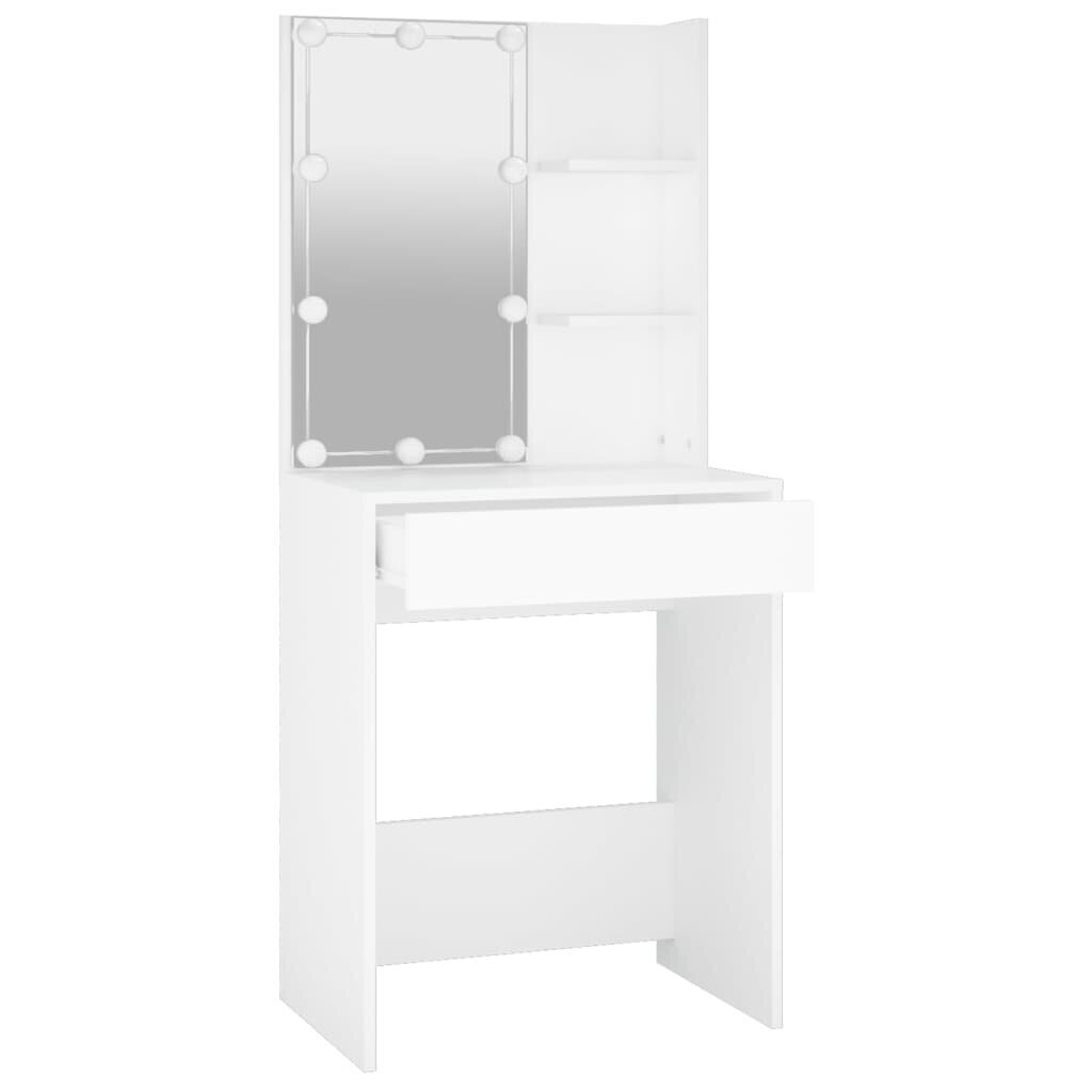 vidaXL spoguļgaldiņš ar LED, balts, 60x40x140 cm cena un informācija | Kosmētikas galdiņi | 220.lv