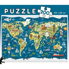 Bērnu puzle Educa Mapamundi, 200 detaļu cena un informācija | Puzles, 3D puzles | 220.lv