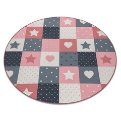 Bērnu paklājs ar zvaigznēm STARS, apļveida, rozā / pelēks cena un informācija | Paklāji | 220.lv