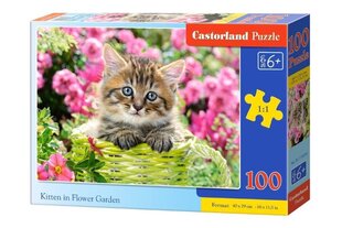 Puzle Kitten in Flower Garden, 100 d. цена и информация | Пазлы | 220.lv