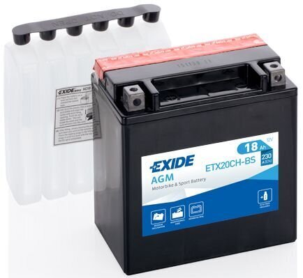 Exide moto akumulators 12V 18Ah YTX20CH-BS AGM 150x87x161+- cena un informācija | Moto akumulatori | 220.lv