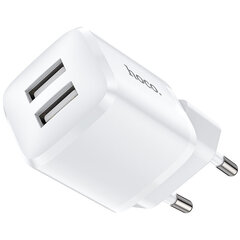 Дорожная зарядка Hoco 2xUSB 2,4A N8 Briar white цена и информация | Зарядные устройства для телефонов | 220.lv