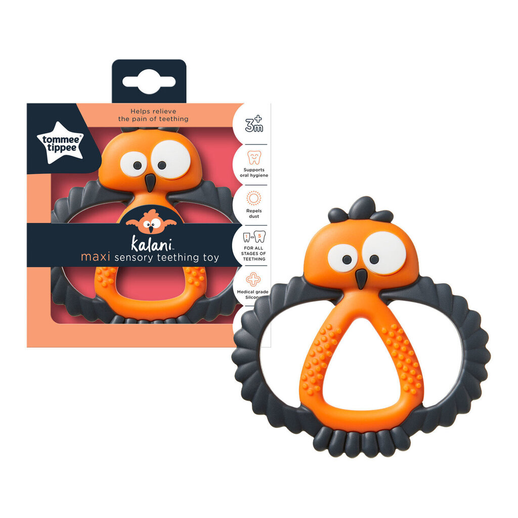 Graužamā rotaļlieta Tommee Tippee Kalani Sensory Maxi 3 mēn.+, oranža/melna, 436479 cena un informācija | Zobu riņķi | 220.lv