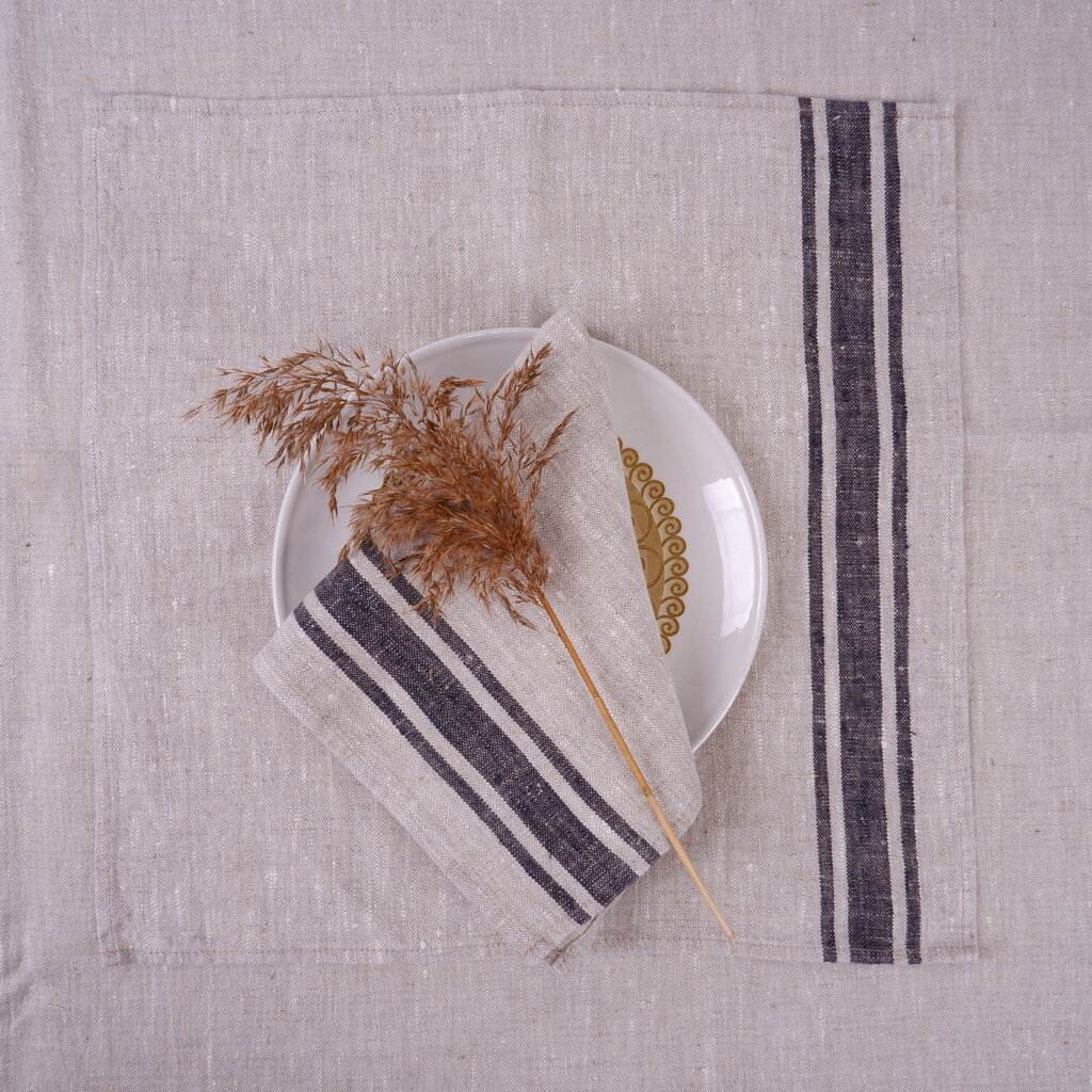 Lina galda salvetes Black Stripes, 2 gab, 40x40 cm. cena un informācija | Galdauti, salvetes | 220.lv