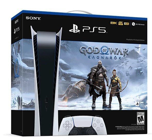 Sony Playstation 5 Digital Edition + God of War: Ragnarök cena un informācija | Spēļu konsoles | 220.lv