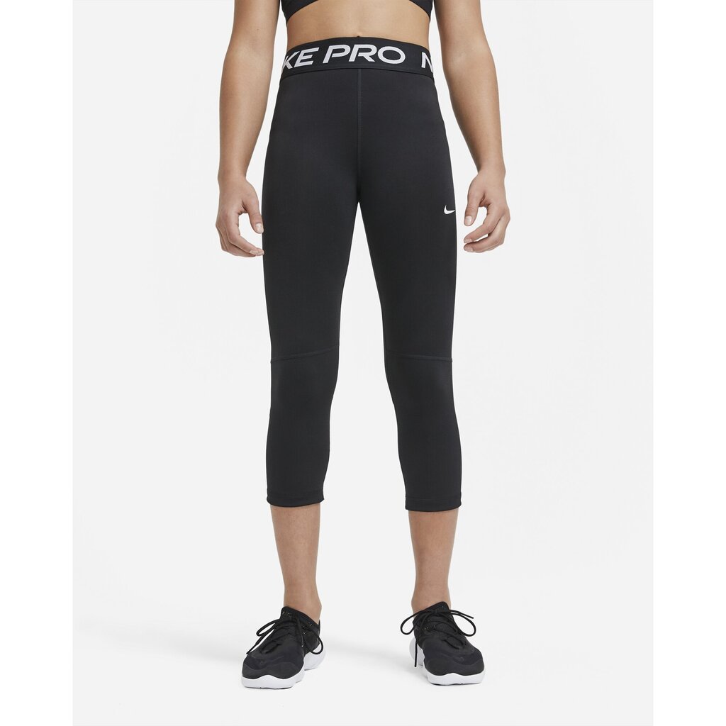 Treniņbikses meitenēm Nike Girl's Pro Capri Leggings, melnas цена и информация | Bikses meitenēm | 220.lv