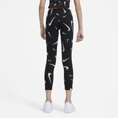 Treniņbikses meitenēm Nike Girls NSW Favorites AOP Leggings, melnas cena un informācija | Bikses meitenēm | 220.lv