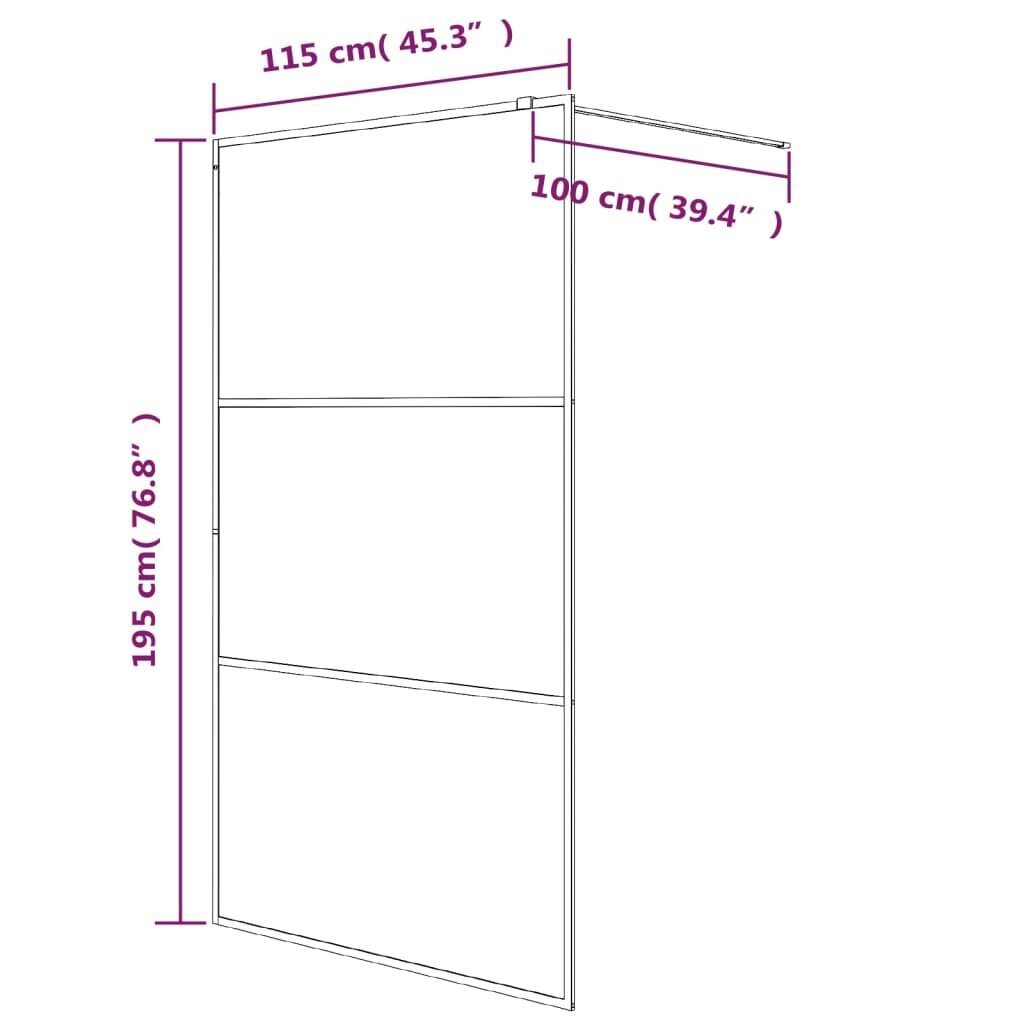 Dušas siena, 115x195cm, esg stikls cena un informācija | Dušas durvis, dušas sienas | 220.lv