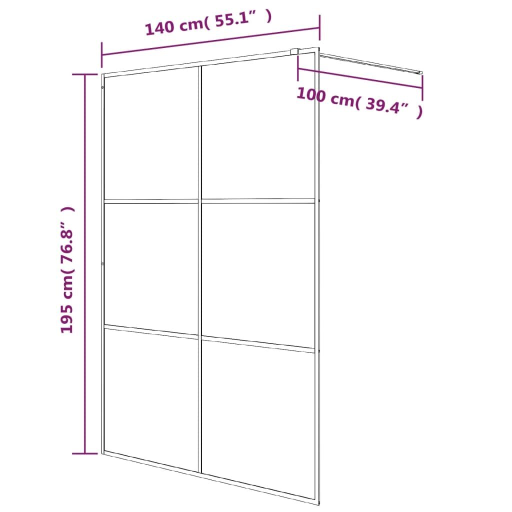 Dušas siena, 140x195cm, matēts esg stikls cena un informācija | Dušas durvis, dušas sienas | 220.lv