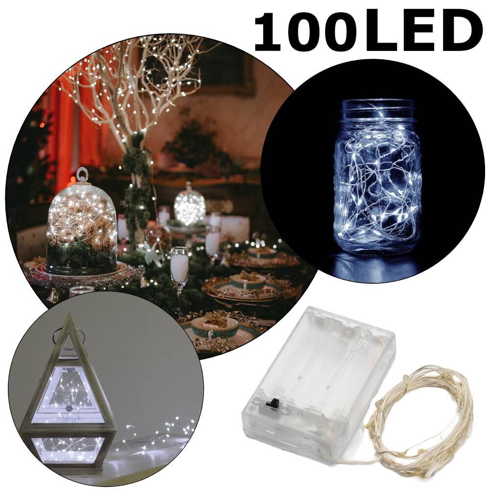 Vadu LED virtene, 100 LED, 10 m, auksti baltā krāsā cena un informācija | Ziemassvētku lampiņas, LED virtenes | 220.lv