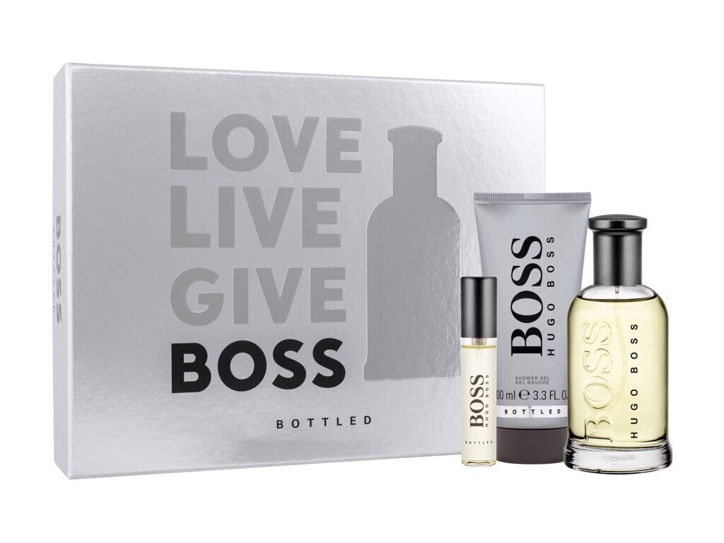 Komplekts Hugo Boss Bottled vīriešiem: Tualetes ūdens EDT, 100 ml + tualetes ūdens EDT, 10 ml + dušas želeja, 100 ml cena un informācija | Vīriešu smaržas | 220.lv