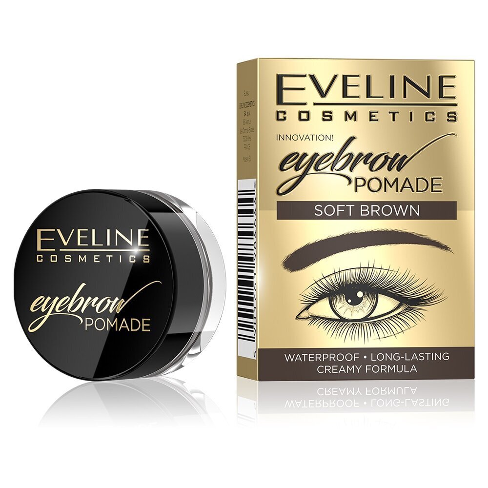Uzacu pomāde Eveline Cosmetics Eyebrow Pomade, Soft Brown, 4 g cena un informācija | Uzacu krāsas, zīmuļi | 220.lv