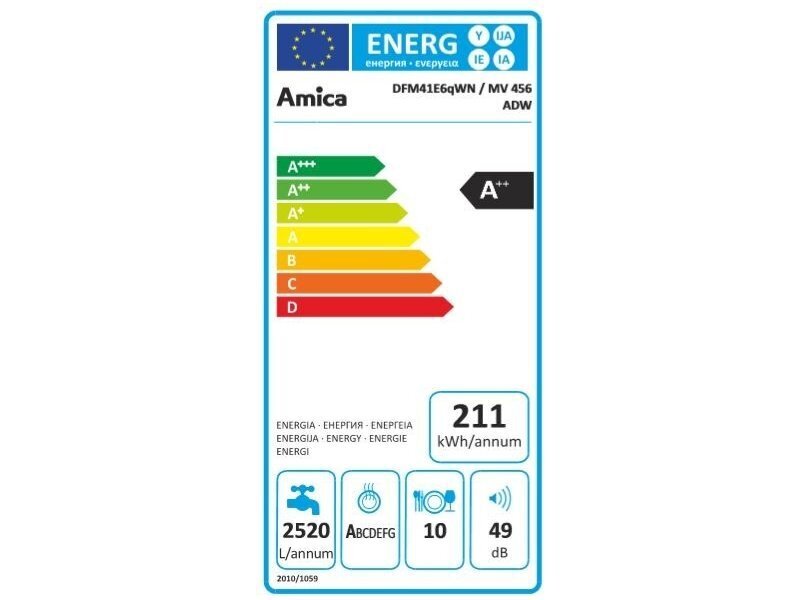 Amica DFM41E6qWN cena un informācija | Trauku mazgājamās mašīnas | 220.lv