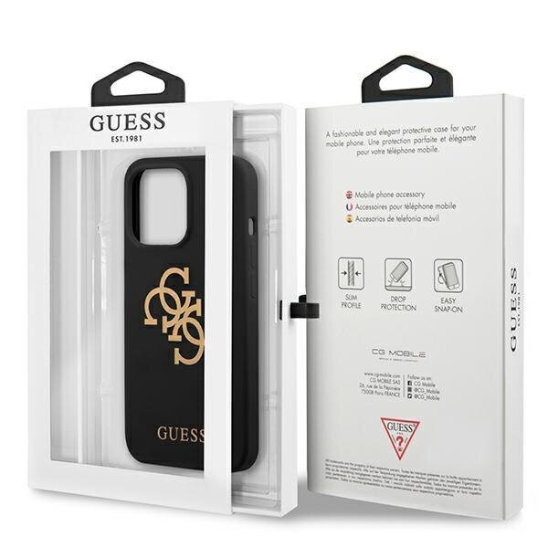 Guess GUHCP13XLS4GGBK iPhone 13 Pro Max 6.7 "black / black hard Silicone 4G Logo cena un informācija | Telefonu vāciņi, maciņi | 220.lv