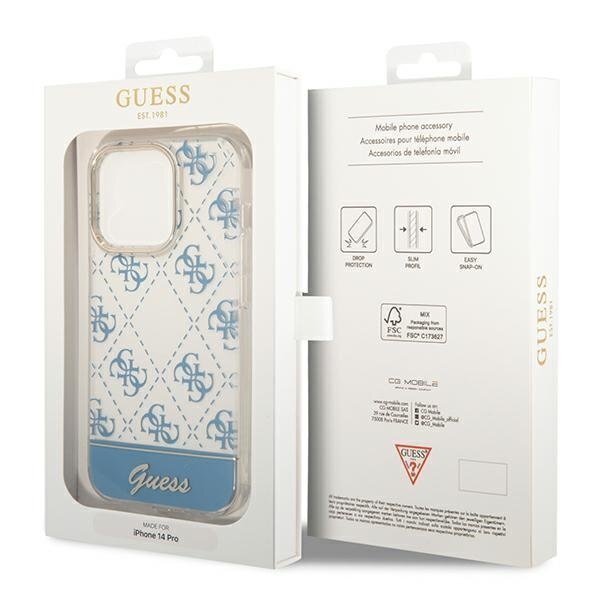 Guess GUHCP14LHG4MHB iPhone 14 Pro 6.1 " blue / blue hard4G Pattern Script цена и информация | Telefonu vāciņi, maciņi | 220.lv