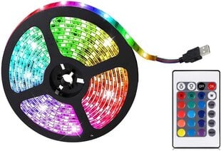 RGB LED Lente 5m ar barošanas avotu un tālvadības pulti cena un informācija | Nav norādīts Mājai un remontam | 220.lv