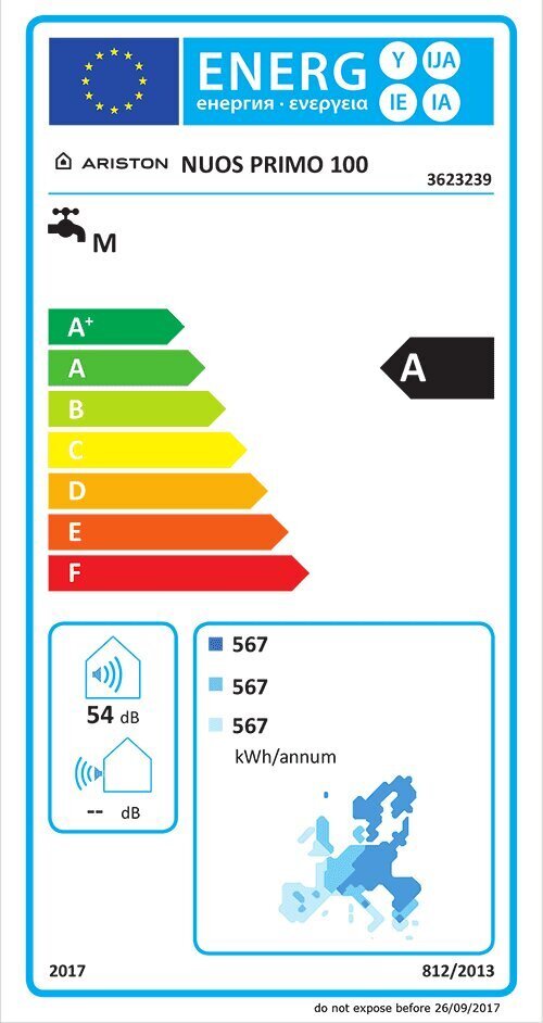 Karstā ūdens sildītājs Ariston 100 l A 1200 W, ar siltumsūkni Nuos Primo 100 EU cena un informācija | Ūdens sildītāji | 220.lv