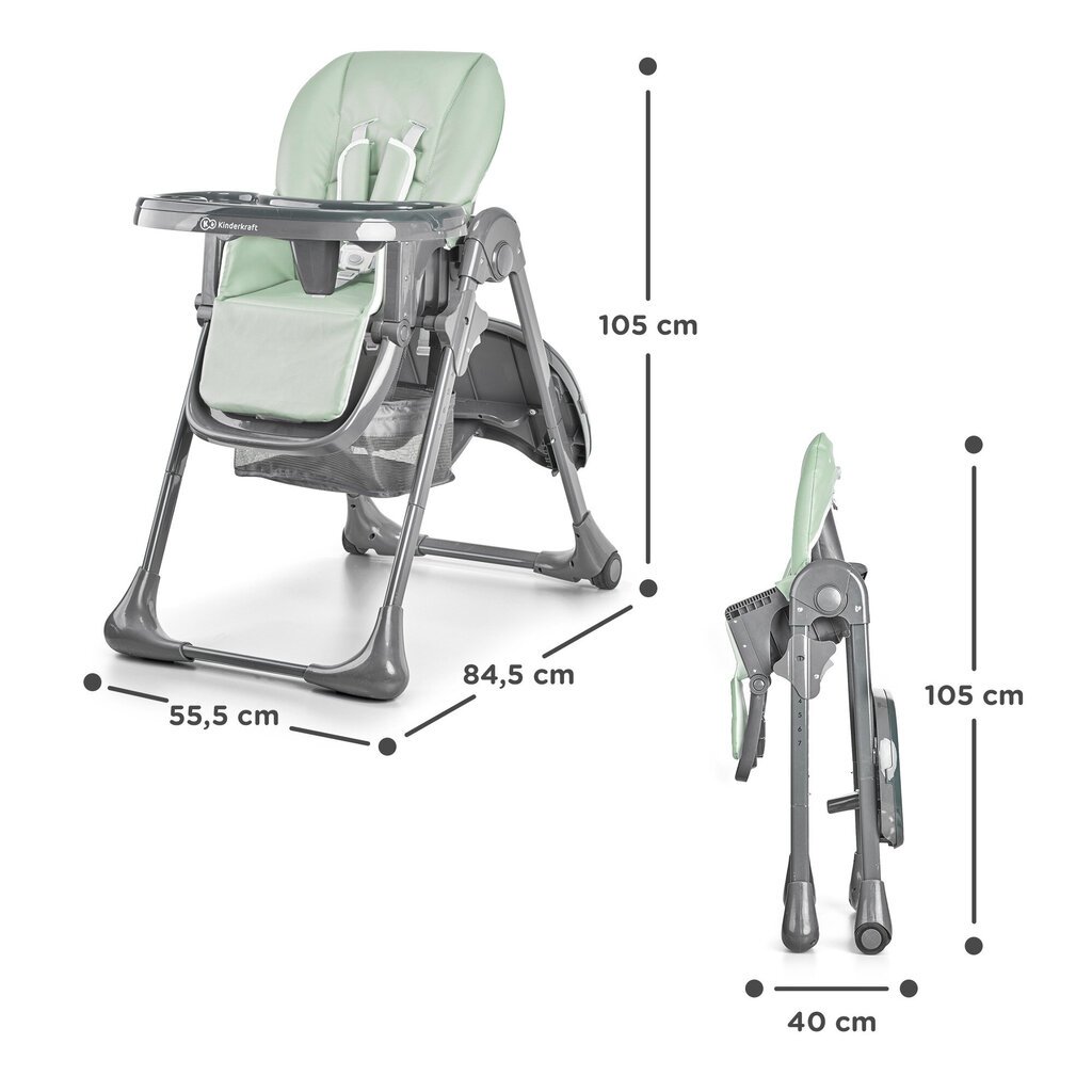 Barošanas krēsls Kinderkraft Tastee, Olive цена и информация | Barošanas krēsli | 220.lv