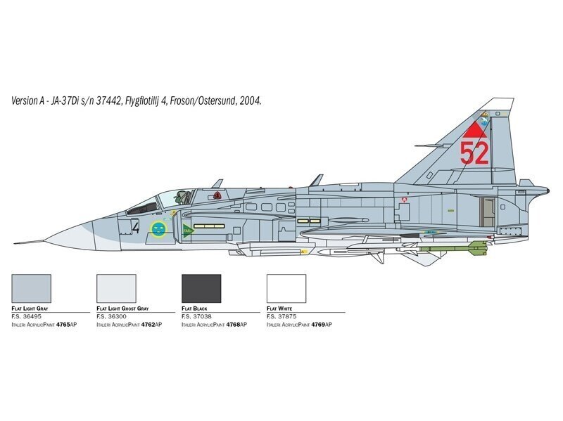 Italeri SAAB JA 37 Jaktviggen cena un informācija | Līmējamie modeļi | 220.lv