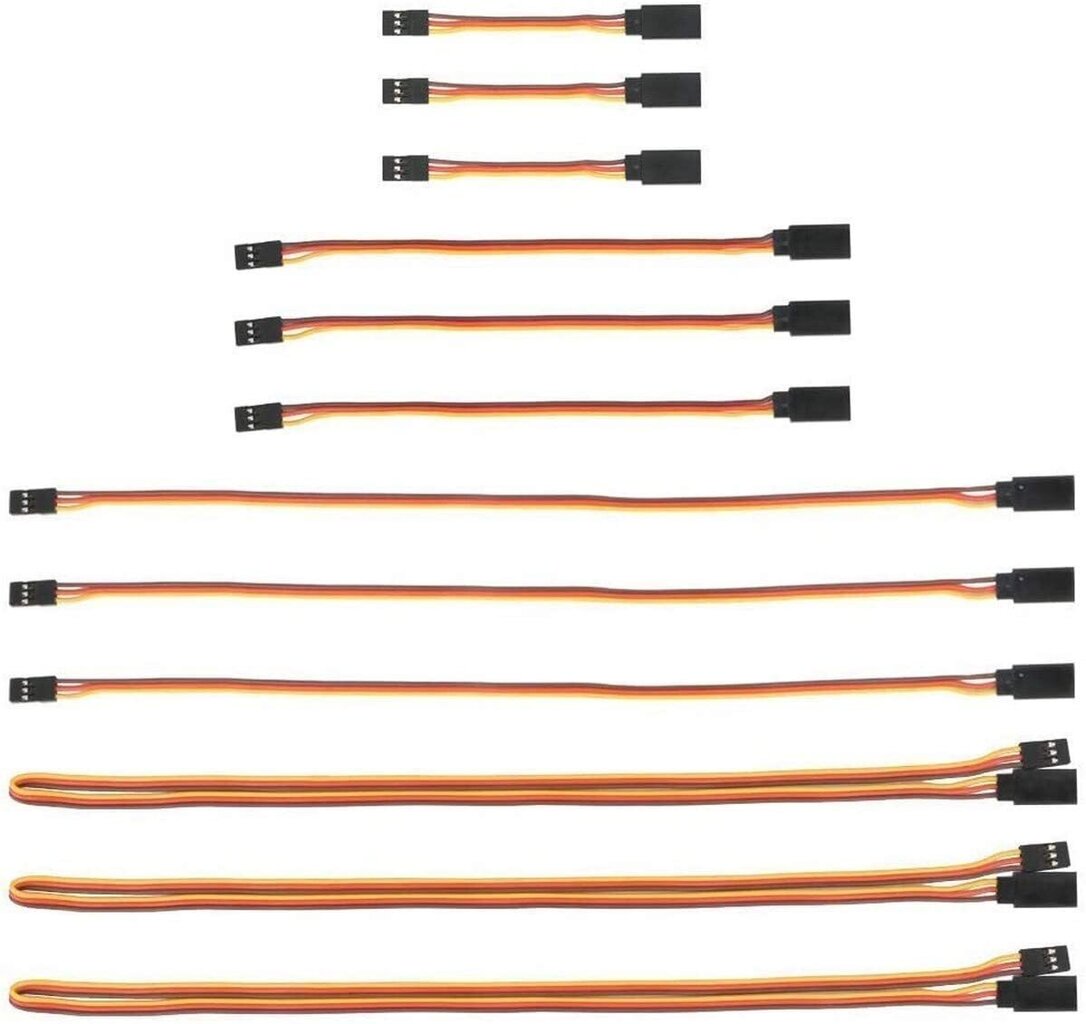 12 gabali JR Servo pagarinājuma kabelis 3 Pin 26AWG Male to Female Futaba JR kabelis tālvadības lidaparātiem 3 gab. x cm 7, 15, 30, 60 cena un informācija | Smart ierīces un piederumi | 220.lv