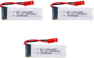 3 gabali uzlādējams Lipo akumulators (3.7V 500mAh) RC kvadrikopteru droniem UDI U817 U817C U817A U817A U818A WLtoys V959 V969 V979 V989 V999 V929 V949 V212 V222 RC cena un informācija | Smart ierīces un piederumi | 220.lv