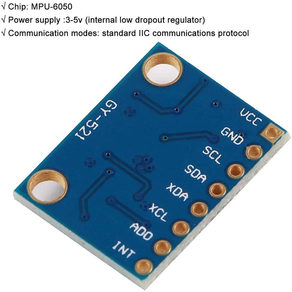 1 gabals Modulis GY-521 MPU-6050 3 asu žiroskops un akselerometrs Arduino ierīcēm cena un informācija | Smart ierīces un piederumi | 220.lv