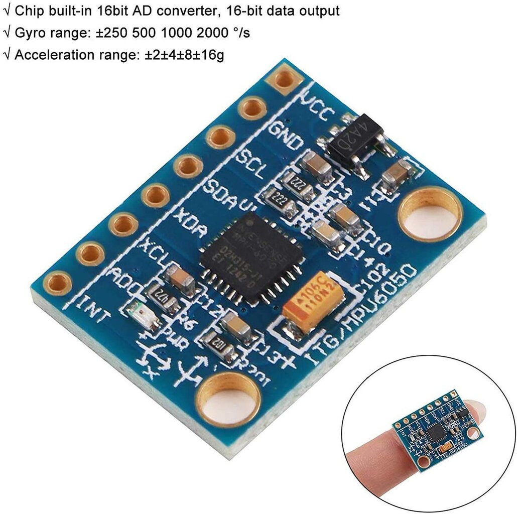 1 gabals Modulis GY-521 MPU-6050 3 asu žiroskops un akselerometrs Arduino ierīcēm cena un informācija | Smart ierīces un piederumi | 220.lv