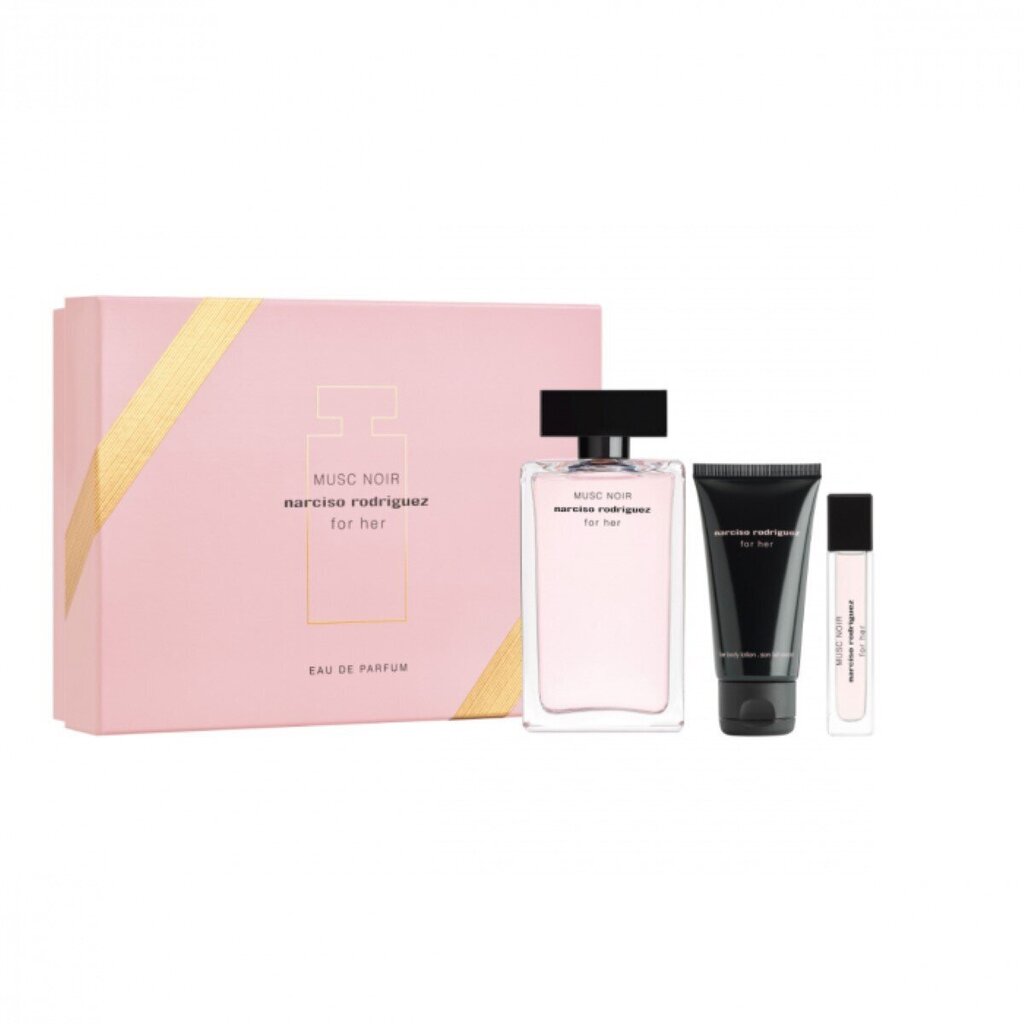 Komplekts Narciso Rodriguez viņas Musc Noir sievietēm: parfimērijas ūdens EDP, 100 ml + parfimērijas ūdens EDP, 10 ml + ķermeņa losjons, 50 ml cena un informācija | Sieviešu smaržas | 220.lv