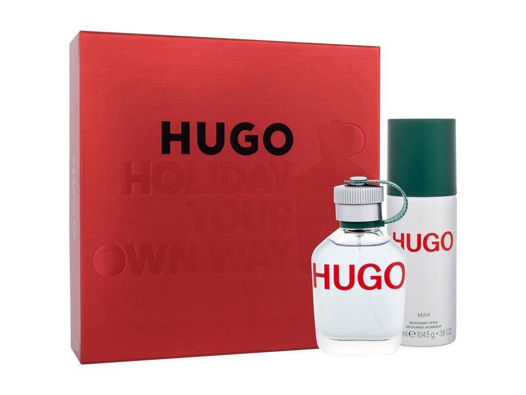 Komplekts Hugo Boss Hugo Man vīriešiem: tualetes ūdens EDT, 75 ml + dezodorants, 150 ml cena un informācija | Vīriešu smaržas | 220.lv