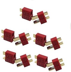 5 pāru T-Plug M/F 2 kontaktu zelta savienotāja adapteris sarkanā krāsā cena un informācija | Smart ierīces un piederumi | 220.lv