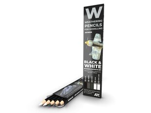 AK Interactive - Weathering Pencils: BLACK & WHITE Shading & Effects Set (zīmuļu komplekts), AK10039 цена и информация | Принадлежности для рисования, лепки | 220.lv