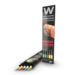 AK Interactive - Weathering Pencils BASIC COLORS Shading & Demotion Set (набор карандашей), AK10045 цена и информация | Принадлежности для рисования, лепки | 220.lv