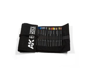 AK Interactive - WEATHERING PENCILS FULL RANGE CLOTH CASE 37 Watercolor Pencils (Komplektā 37 zīmuļi), AK10048 cena un informācija | Modelēšanas un zīmēšanas piederumi | 220.lv