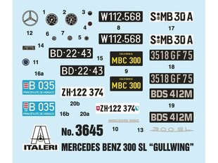 Сборная пластиковая модель. Italeri - Mercedes-Benz 300 SL "Gullwing", 1/24, 3645 цена и информация | Конструкторы и кубики | 220.lv