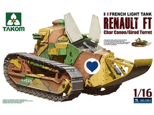 Сборная пластиковая модель Takom - French Light Tank Renault FT Char Canon/Girod Turret, 1/16, 1001 цена и информация | Конструкторы и кубики | 220.lv