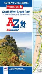 SW Coast Path North Devon & Somerset Adventure Atlas 3rd edition цена и информация | Путеводители, путешествия | 220.lv