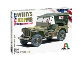 Italeri - Willys Jeep MB 80th Anniversary 1941-2021, 1/24, 3635 cena un informācija | Konstruktori | 220.lv