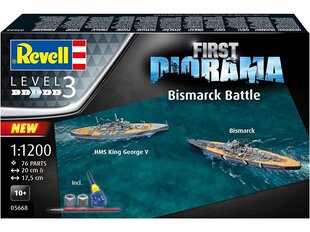 Revell - First Diorama Set - Bismarck Battle dāvanu komplekts, 1/1200, 05668 цена и информация | Конструкторы и кубики | 220.lv