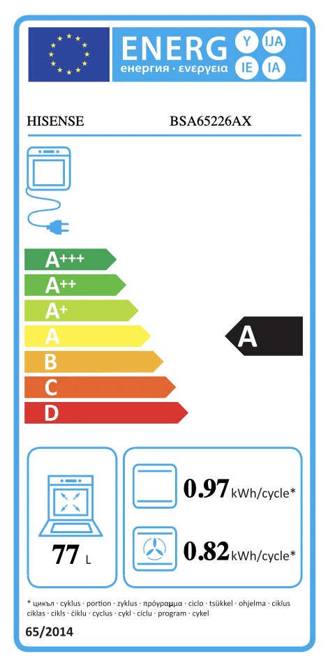 Daudzfunkciju krāsns Hisense BSA65226AX 3500 W 77 L cena un informācija | Cepeškrāsnis | 220.lv