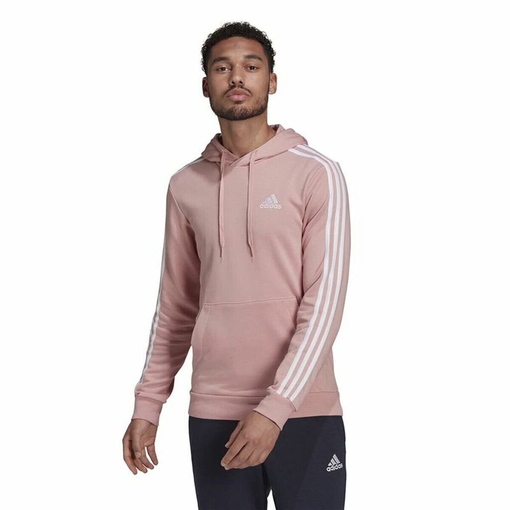 Vīriešu Sporta Krekls ar Kapuci Adidas Essentials Wonder Mauve 3 Stripes Rozā S6466949 cena un informācija | Vīriešu jakas | 220.lv