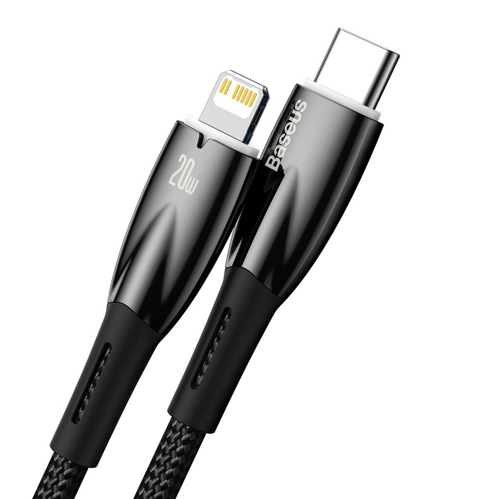 Baseus Glimmer Series, ātra uzlāde USB-C - Lightning 480Mb/s PD 20W 2m melns цена и информация | Savienotājkabeļi | 220.lv